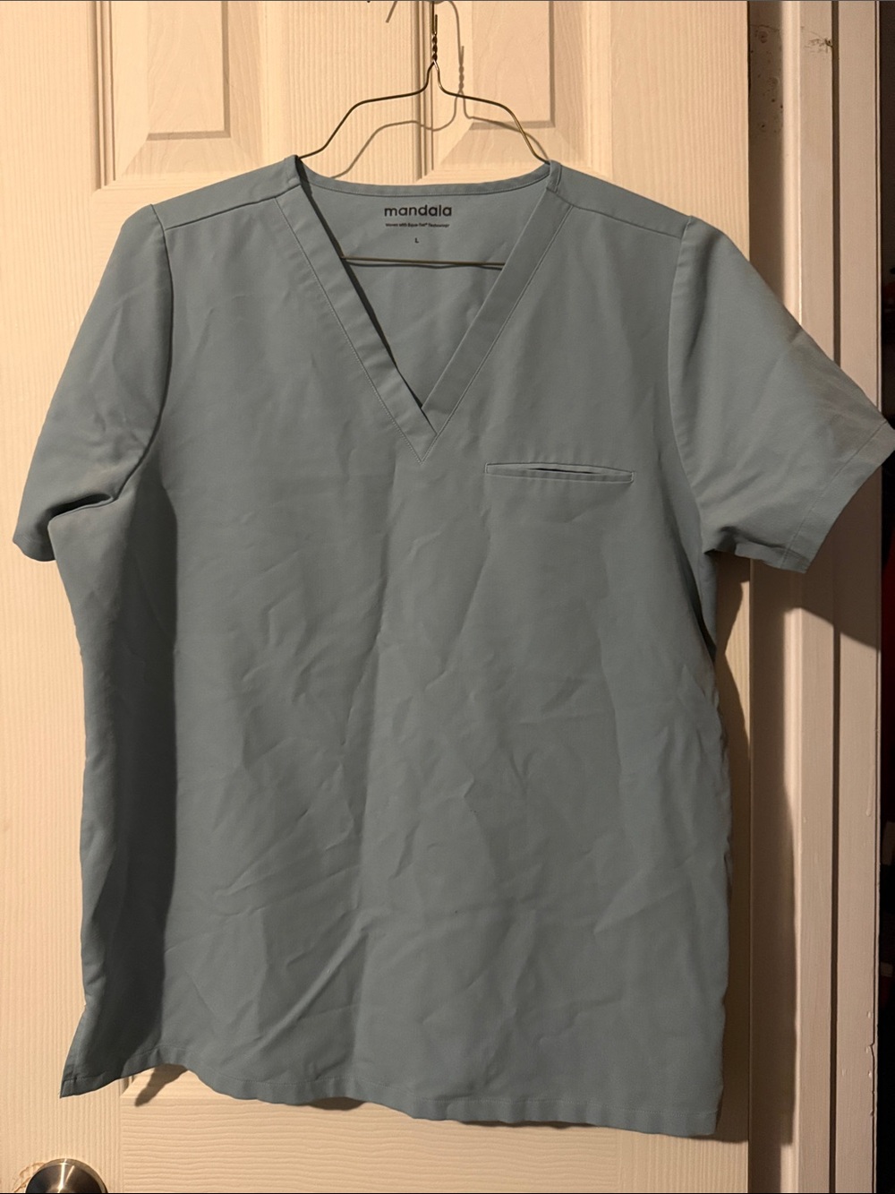 #153 Mandala Men’s Sky Blue V-Neck Short Sleeve Scrub Top